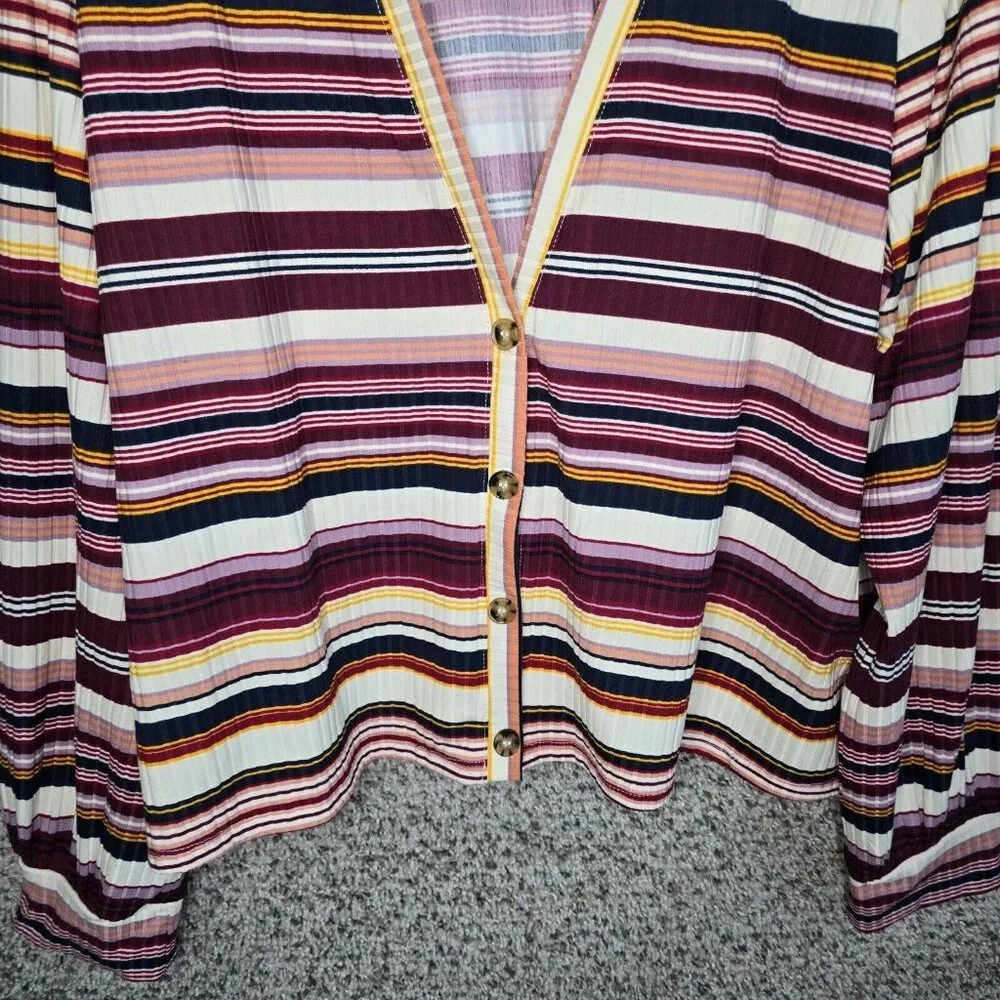 Lane Bryant Cardigan Womens Plus 22/24‎ Purple Striped Button Up Lightweight